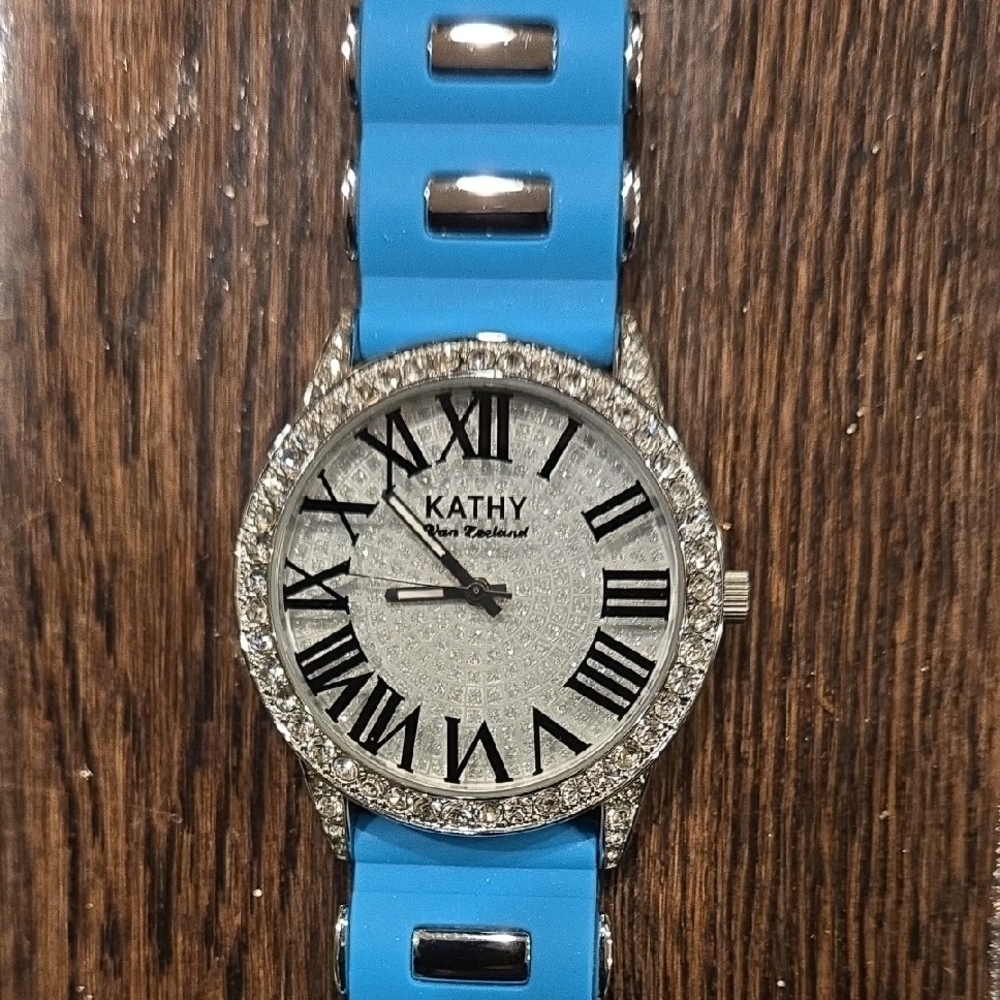 Kathy Van Zeeland Blue and Silver Watch